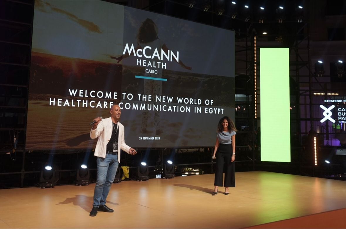 McCann Health's Karen Kamel and FP7 McCann's Amr El Kalaawy at the McCann Health launch event in Egypt