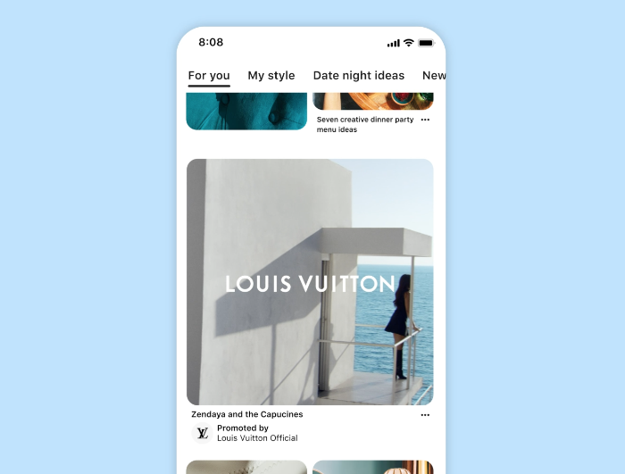 Louis Vuitton official instagram account on smartphone screen on