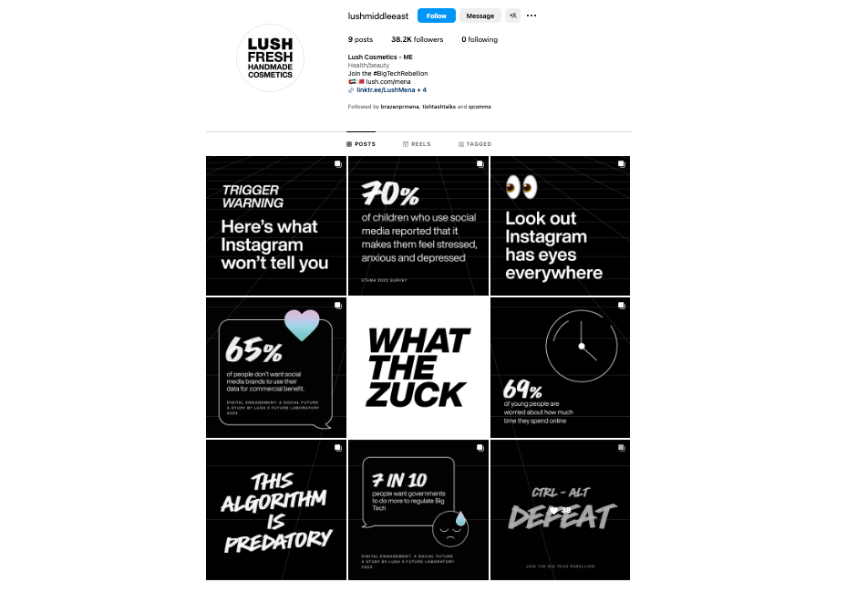 Lush social media page