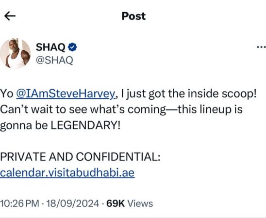 Shaquille O'Neal Abu Dhabi Calendar