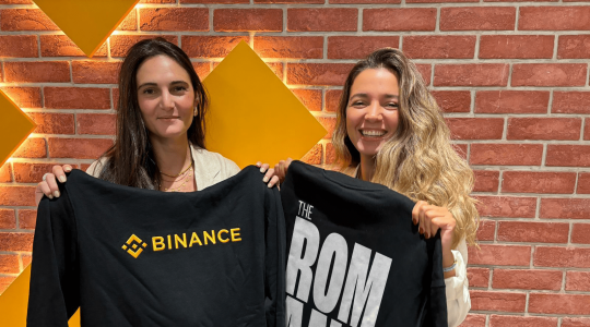 From left, Kassandra Panagiotopoulos, Head of Strategy, The Romans and Bana Khalaf, Communications Manager, MENAP, Binance.