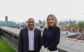 From left, Mohamed Al Ayed, CEO of TRACCS, and Sarah Scholefield, Group CEO of Accordience