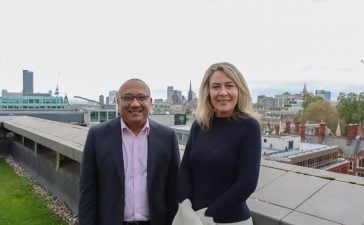 From left, Mohamed Al Ayed, CEO of TRACCS, and Sarah Scholefield, Group CEO of Accordience