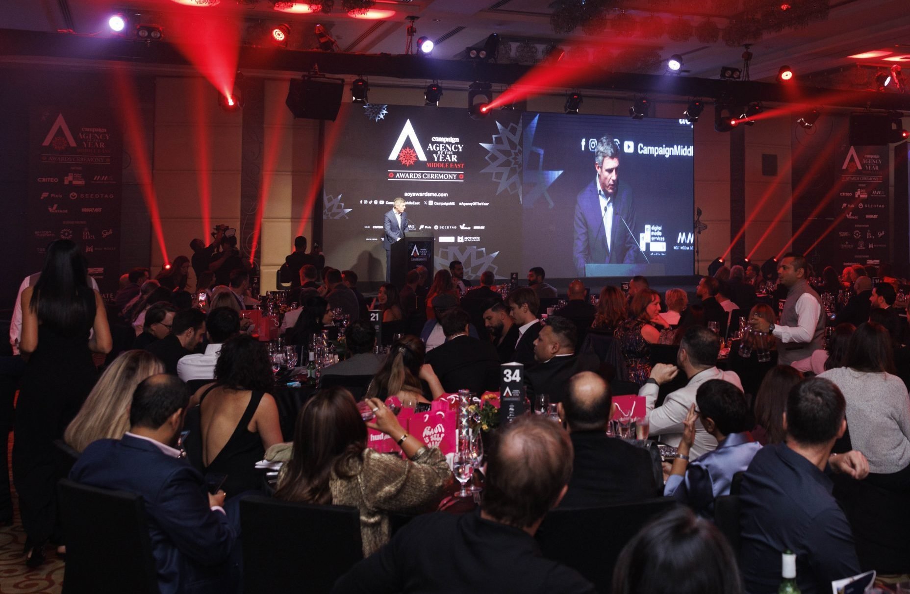 Tom Urquhart, the Master of Ceremonies at the Agency of the Year Middle East Awards begins proceedings at The Dubai Westin Mina Seyahi.