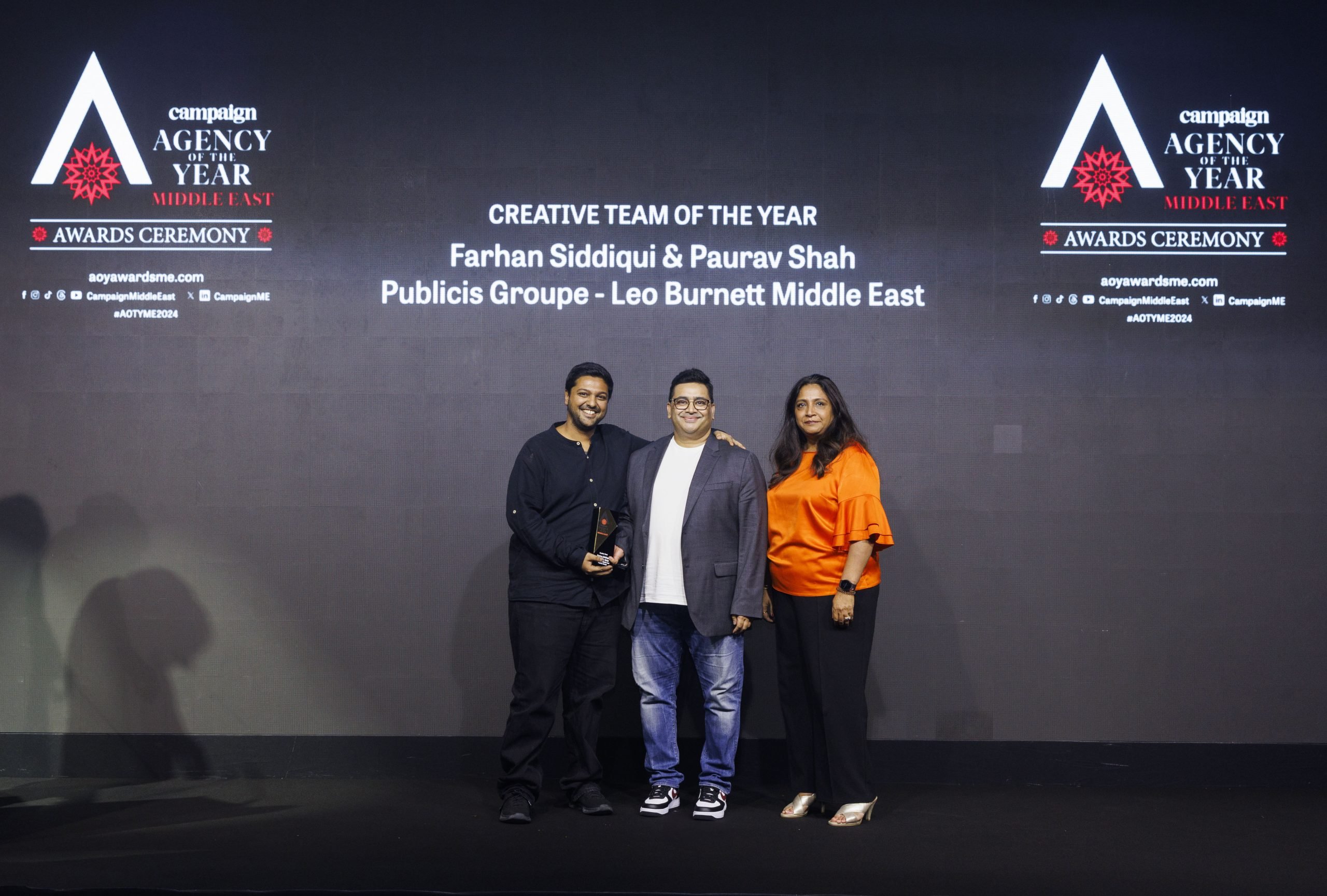 Farhan Siddiqui and Paurav Shah from Leo Burnett Middle East – Publicis Groupe were awarded Creative Team of the Year by one of our judges, Anamika Priyadarshi, Group Head of Marketing and Corporate Communications at Jashanmal Group.