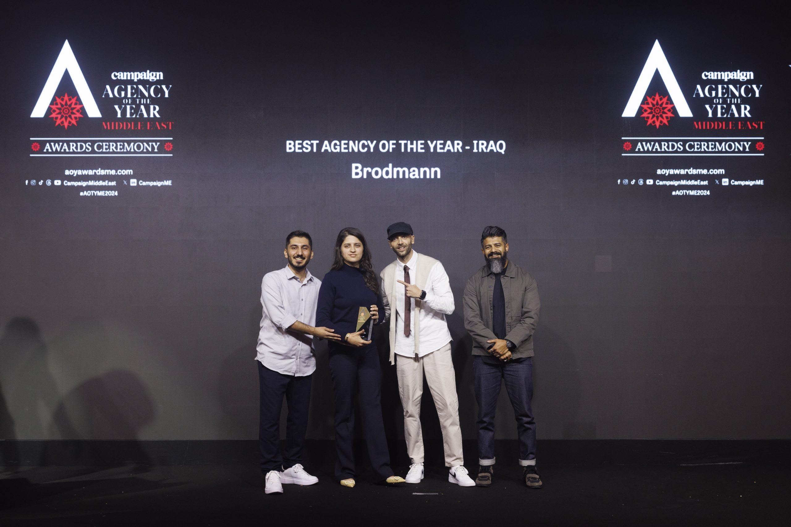 Brodmann was named Best Agency of the Year – Iraq and received the trophy from one of the awards judges, Siddharth Sivaprakash, Head of Brand and Marketing at Home Centre under the Landmark Group.