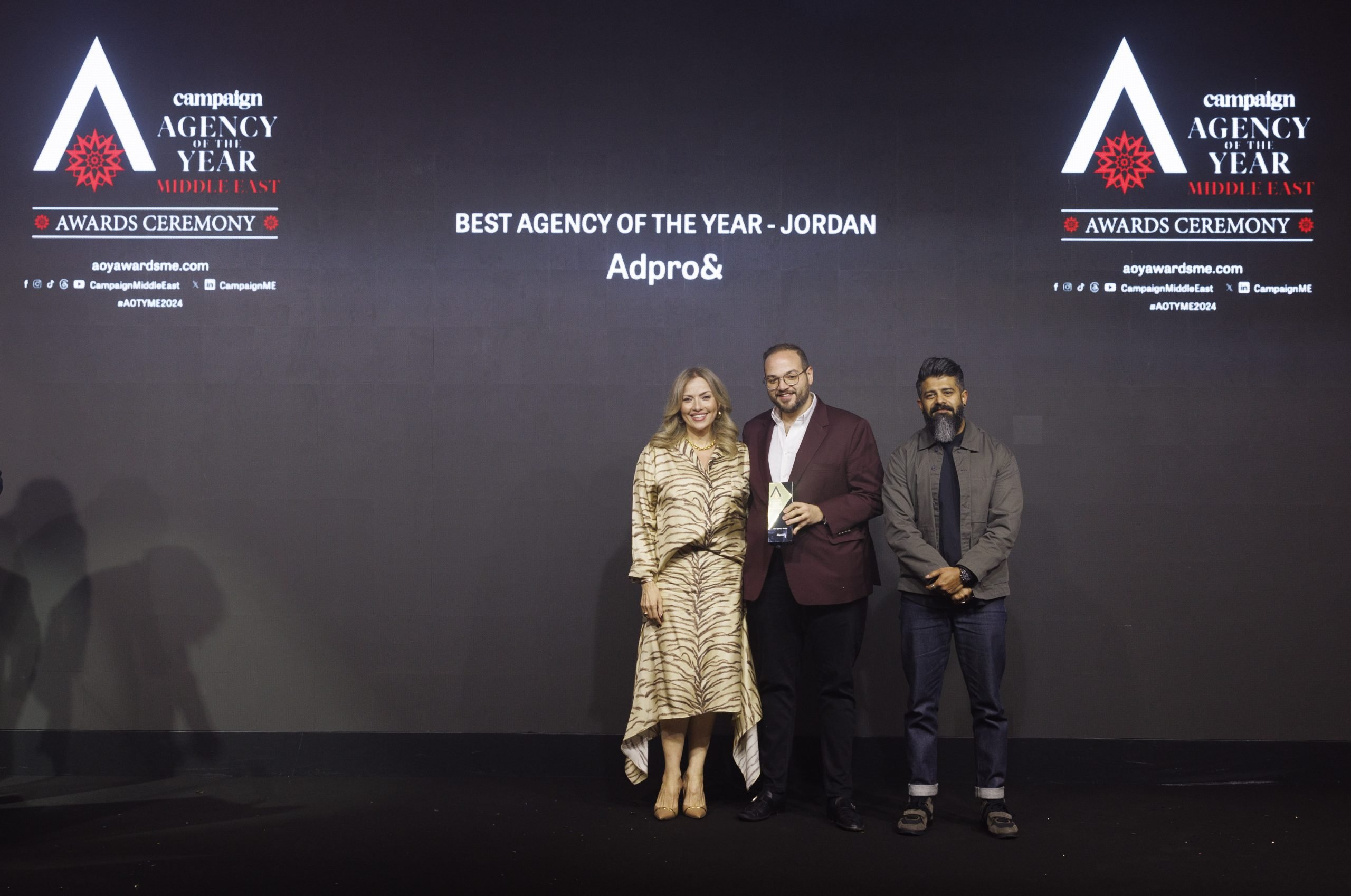 Adpro& was handed the Best Agency of the Year – Jordan award by one of the awards judges, Siddharth Sivaprakash, Head of Brand and Marketing at Home Centre under the Landmark Group.