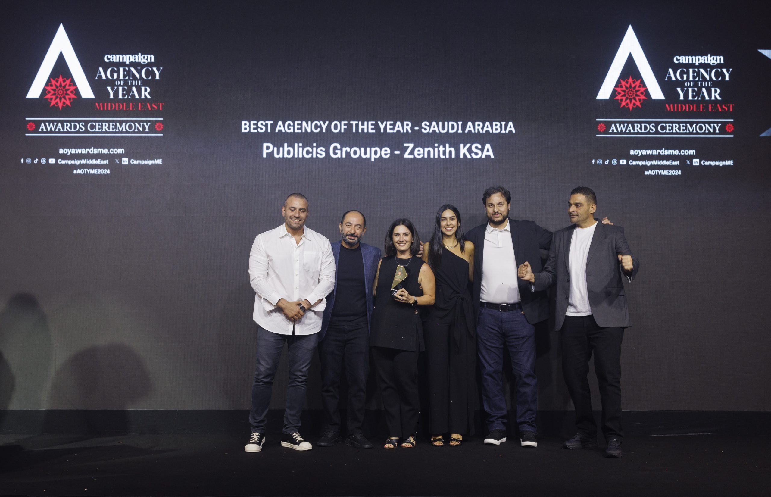 Publicis Groupe – Zenith KSA was awarded the Best Agency of the Year – Saudi Arabia by award sponsor Hicham Fakhoury, Content Solutions Lead at MBC Media Solutions.