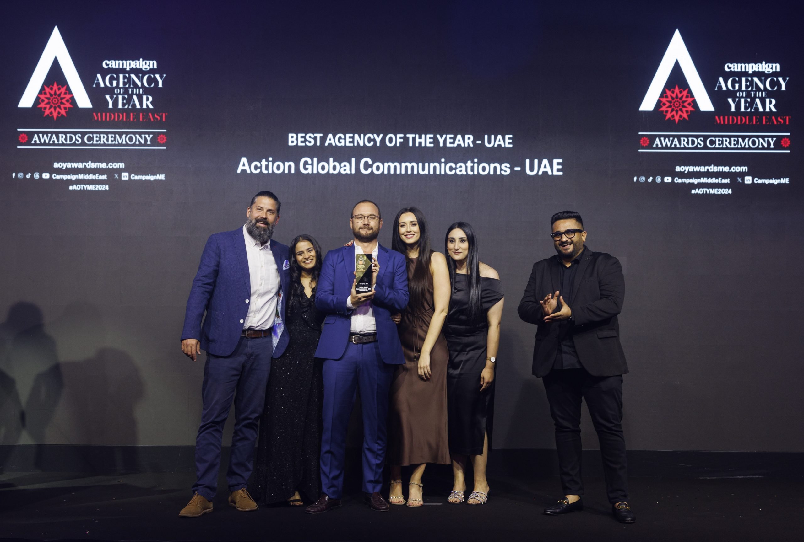 Neel Pandya, CEO – EMEA and APAC for Pixis, one of the awards sponsors, presented Action Global Communications – UAE with the Best Agency of the Year –UAE award.