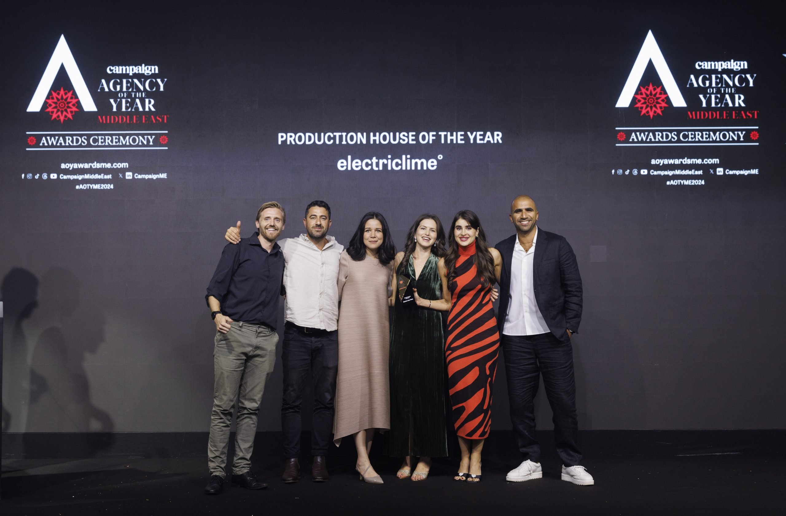 Electriclime° was recognised as Production House of the Year, receiving the award from Ahmed El Gamal, Senior Director of Marketing at Jumeirah.