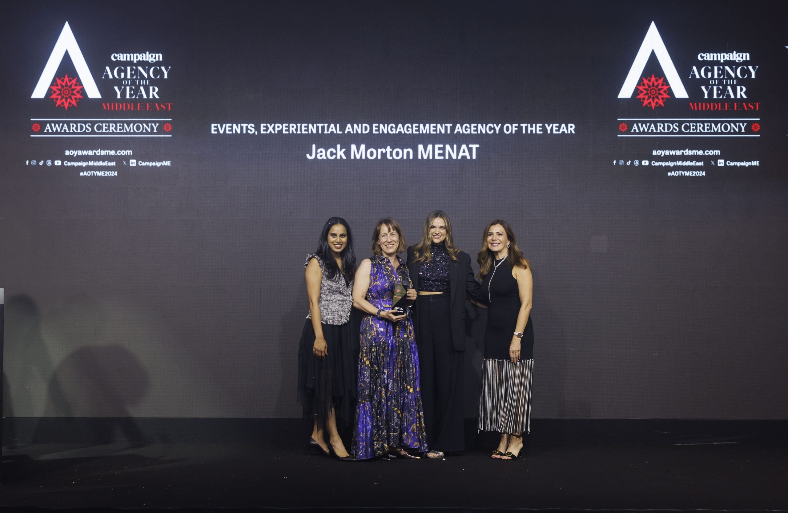 Jack Morton MENAT picked up the Events, Experiential and Engagement Agency of the Year trophy, handed to them by the Chair of Judges Marwa Kaabour, Chief Marketing Officer at Al Masaood.