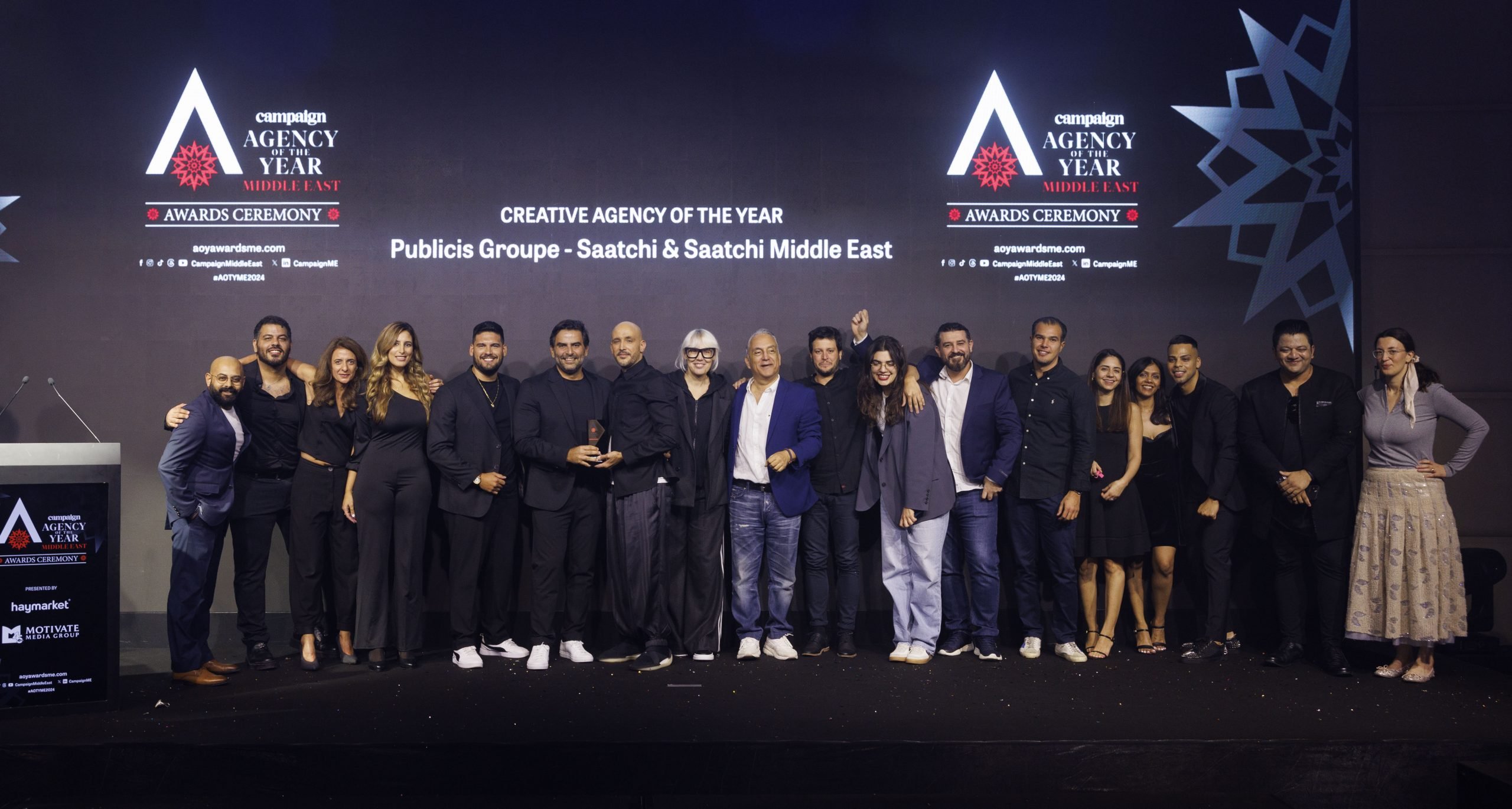 Bassem Yousri, Head of Agency Partnerships of Yango Ads, which sponsored the awards, presented the Creative Agency of the Year award to Saatchi & Saatchi Middle East from Publicis Groupe.