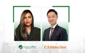 From left, Her Royal Highness Princess Lamia bint Majid Al Saud, CEO of Rotana Media Group, and Eric Wan, General Manager of the Middle East, Turkey and Africa, at Alibaba Cloud Intelligence.