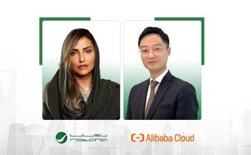 From left, Her Royal Highness Princess Lamia bint Majid Al Saud, CEO of Rotana Media Group, and Eric Wan, General Manager of the Middle East, Turkey and Africa, at Alibaba Cloud Intelligence.