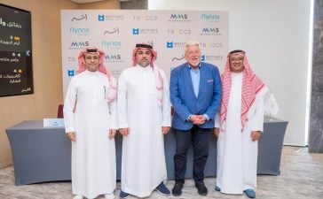 From left, Waleed Al Ahmed, General Manager of Corporate Communications at flynas; Ahmed Al Sahhaf, CEO of MBC Media Solutions; Ian Fairservice, Chairman of the Athar Festival, and Managing Partner and Editor-in-Chief of Motivate Media Group; and Mohamed Al Ayed, Vice Chairman of the Athar Festival and CEO of TRACCS.