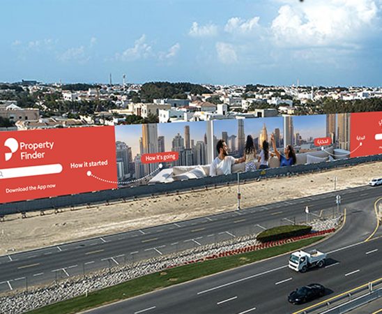 Dubai’s largest AI-generated skyline hoarding by Property Finder.