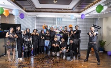 The Mosaic team pose for a photograph at the Dubai launch.