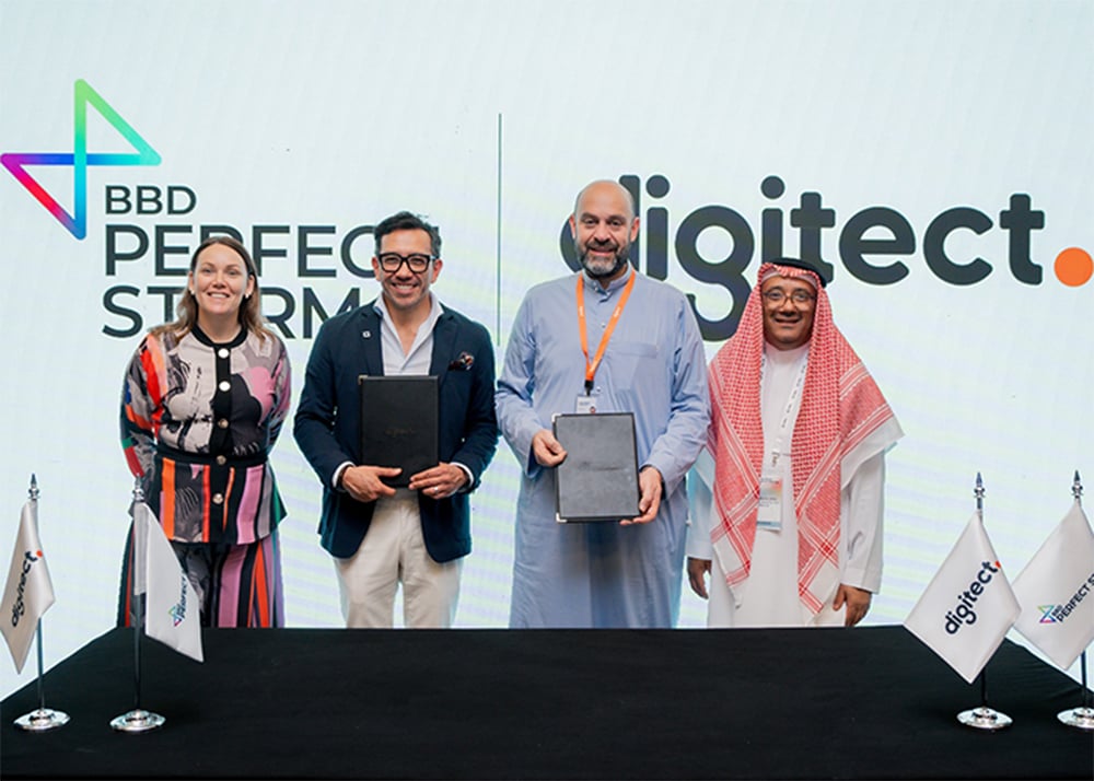 From left, Aisling Conlon, International Director for UK Advertising at the Advertising Association; Jason Foo, CEO of BBD Perfect Storm; Faisal AlEisawi, Regional Managing Director of Digitect; and Mohamed Al Ayed, Vice Chairman of the Athar Festival and CEO of TRACCS.