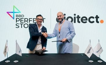 The MoU was signed by Faisal AlEisawi, Regional Managing Director of Digitect (right), and Jason Foo, CEO of BBD Perfect Storm (left).