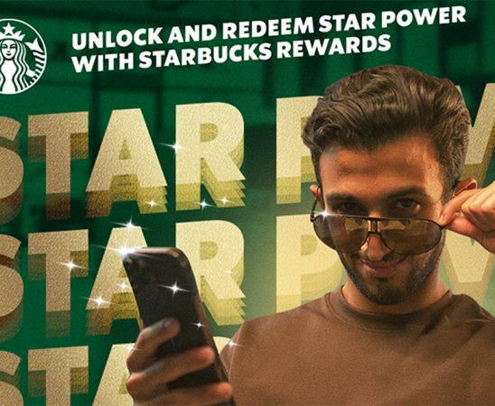 The campaign highlights how the Starbucks app transforms every visit into a celebrity-like experience.