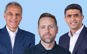 From left, Ghassan Harfouche, CEO, MCN MENAT; Alex Pym, CEO International, Acxiom; and Karthik Kumar, Managing Director, Acxiom MENAT.