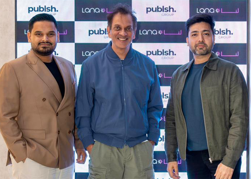 From left, Kushal Desai, Managing Director, Publsh; Anil Bhoyrul, Managing Director, Lana; and Sagar Chotrani, CEO, Publsh.