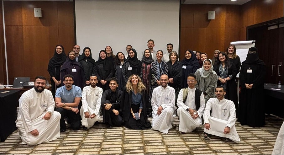 The 2025 cohort of the NextGen Academy at Athar Festival, which Serviceplan Arabia's Ali Alshehri participated in.