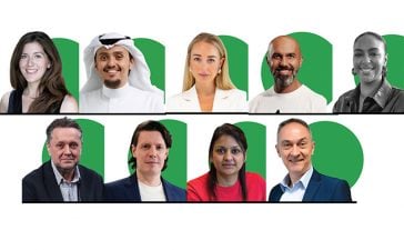 Top row, from left, Dawn Barnable, Founder, The Mettleset; Ali Aljehani, Senior Vice President – Consultancy, dentsu Sports and Entertainment KSA; Sophie Ryan, Head of Corporate Communications, Marketing and Brand, Dubai Racing Club; Bilal Fares, Senior Vice President and General Manager, adidas EMC; and Razan Karim, Head of Communications – Fashion, Beauty, Lifestyle, HAVAS Red Middle East. Bottom row, from left, John Nolan, Head of Sport and Commercial Investment – MENA, Publicis Groupe Middle East; Dr. Craig Wilkie, Managing Director of Maydan Sports, a Stagwell sports collective; Neha D’Souza, Senior Media Director, Equation Media; and Alan Holt, Group Managing Director, ES Sport on sports marketing