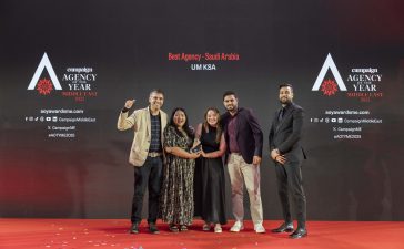 UM KSA was named Best Agency - Saudi Arabia, one of the key geography categories, with the award presented by Waqas Amin, Director – Creative Services Department at The Royal Commission for Riyadh City (far right).