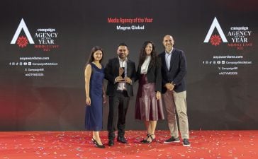 Magna Global MENA took home the Media Agency of the Year title. The award was presented by Ziad Khammar, COO of DMS (right), a member of Choueiri Group and the category partners for the award.