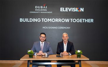 From left, Francis Giani, Chief Community Management Officer, Dubai Holding Community Management (DHCM), and Niall Sallam, CEO, Elevision.
