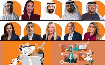 Marketers Top row, from left, Mohamed Al Awadhi, Vice President – Personal Banking Marketing, First Abu Dhabi Bank (FAB); Amina Taher, Chief Marketing Officer, Wio Bank; Ahmad Numan, Director of Marketing and Corporate Communications, Ras Al Khaimah Economic Zone (RAKEZ); Khaled AlShehhi, Executive Director of Marketing and Communication, UAE Government Media Office; Ibrahim Al Mayahi, Vice President – Brand and Marketing Communications, du. Bottom row, from left, Dina Jreissati, Group Executive Director – Marketing and Communications, Modon Holding; Elie Haber, Managing Partner, Fusion5; Sara O’Hara, Group Chief Marketing and Communications Officer, AW Rostamani Group; Ahmed El Sherbini, Chief Executive Officer, Think Human; Christine Najarian, Regional Business Director, Boopin.