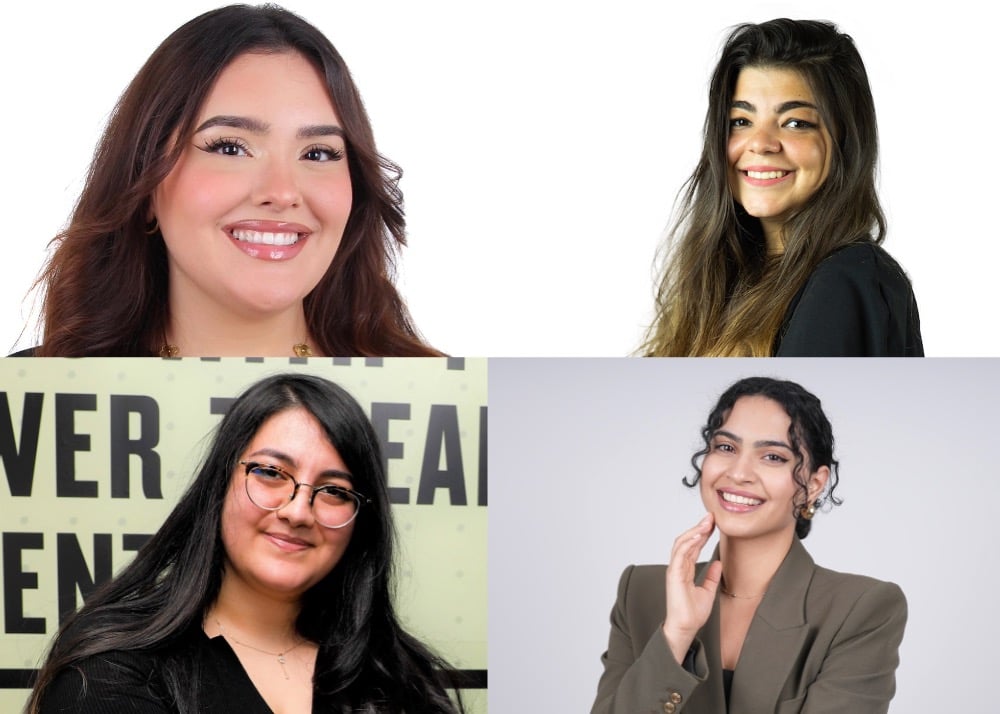 From top left, clockwise, Yara Hamdan, Vice President, MEPRA Youth Board; Tania Kteily, President of the MEPRA Youth Board; and Tala Majzoub and Dalia Alqadhi, MEPRA Youth Board Members.