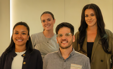 From left, Katrina West, Senior Product Manager; Caoilfhionn Blaney, Client Delivery Manager; Phi Austin, Chief Financial Officer; and Simone Bevan, Head of Brand and Integration at Vamp.
