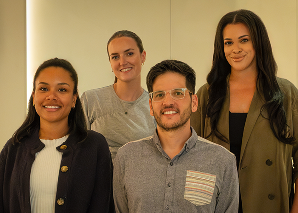 From left, Katrina West, Senior Product Manager; Caoilfhionn Blaney, Client Delivery Manager; Phi Austin, Chief Financial Officer; and Simone Bevan, Head of Brand and Integration at Vamp.