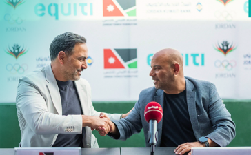 From left, Khalid Naffa, President of the JTF, and Lutfi Shahin, MD of Equiti Jordan, at the partnership signing ceremony