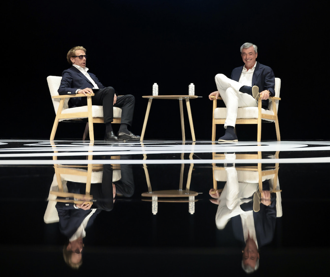From left, Jerry Bruckheimer, Film and TV Producer, and Eddy Cue, SVP of Services and Health, Apple. 