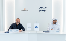 From left, Habib Wehbi, Chairman and Group CEO of Hypermedia, and Mansoor Al Sabahi, CEO of Mada Media.
