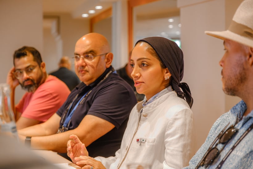 Centre: Mashal Shahbik, Executive Director – Marketing and Events, Qatar Foundation, shares her viewpoint during the round table discussion.