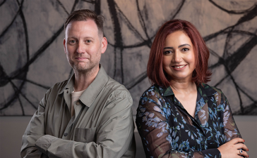 ROSTER agency founders Paul Clifford and Shraddha Barot Amariei.