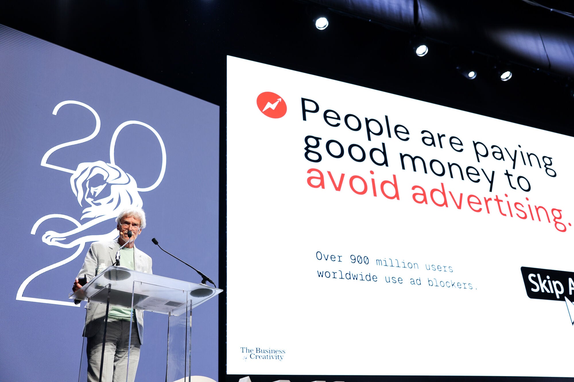 Sir John Hegarty speaks onstage during ‘Stop Working in Advertising.’ To Engage You Need to Entertain' on Day 4 of Cannes Lions 2026 on June 25, 2026 in Cannes, France. (Photo by Shane Anthony Sinclair/Getty Images for Cannes Lions)