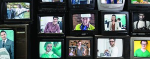 Working professions  on old television screen - All images are from my portfolio.