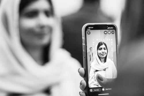 Malala Yousafzai, a Pakistani activist, visits the Women's Pavilion